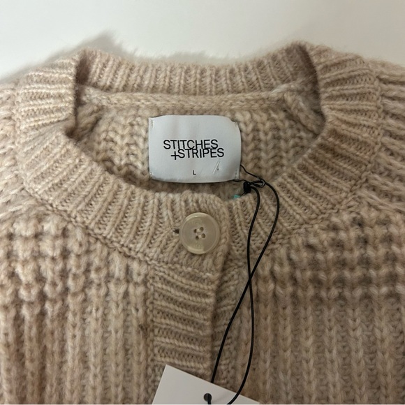 Jane Cardigan in Oat Stitches & Stripes (size L) - Picture 8 of 9
